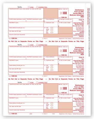 8 1/2 x 11 2016 Laser 1099-SA, Federal Copy A