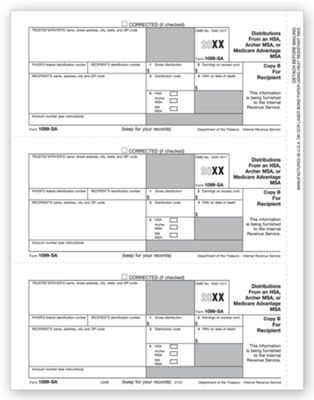 8 1/2 x 11 2016 Laser 1099-SA, Recipient Copy B