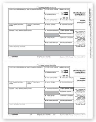 8 1/2 x 11 2016 Laser 1099-DIV Income, Recipient Copy B