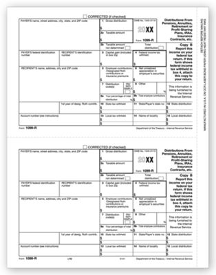 8 1/2 x 11 2016 Laser 1099-R, Copy B, Bulk