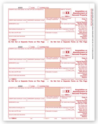 8 1/2 x 11 2016 Laser 1099-A, Federal Copy A