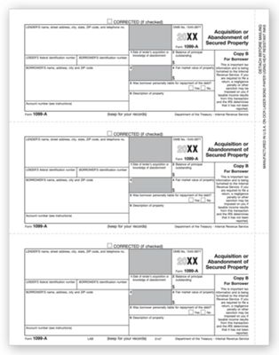 8 1/2 x 11 2016 Laser 1099-A, Borrower Copy B