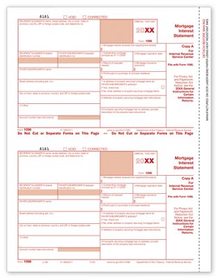 8 1/2 x 11 2016 Laser 1098 Mortgage Interest, Federal Copy A