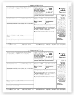 2016 Laser 1098 Mortgage Interest, Payer/Borrower Copy B