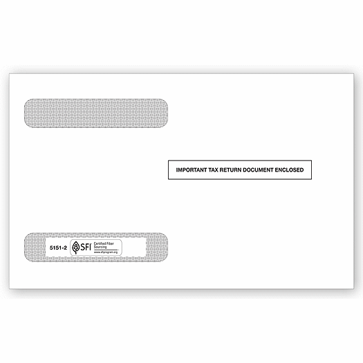 2015 4-Up Horiz. Laser W-2 Double-Window Envelope, Self-Seal