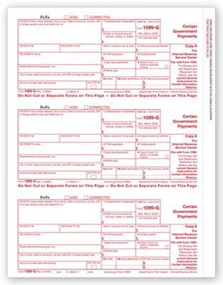 8 1/2 x 11 2016 Laser 1099-G, Federal Copy A