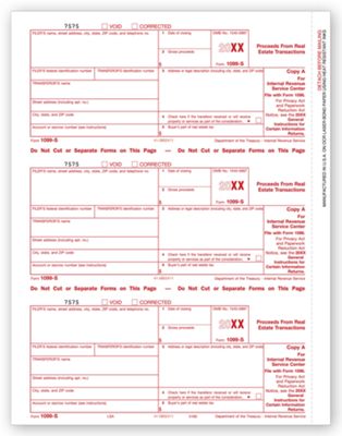 8 1/2 x 11 2016 Laser 1099-S, Federal Copy A