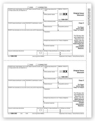 8 1/2 x 11 2016 Laser 1099-OID, State Copy C