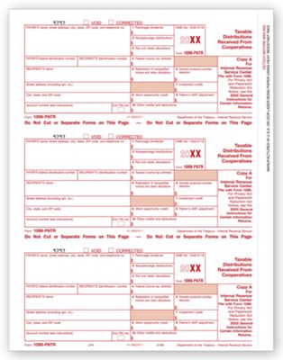 8 1/2 x 11 2016 Laser 1099-PATR, Federal Copy A