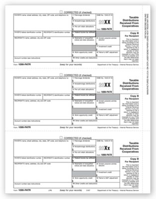 8 1/2 x 11 2016 Laser 1099-PATR, Payer and/or Borrower Copy B