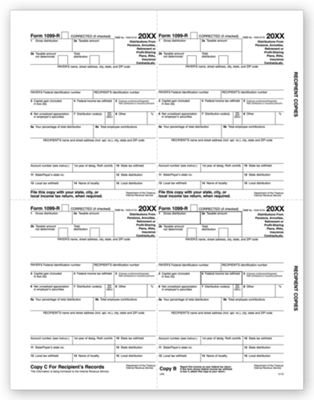 2020 4-Up Laser 1099-R, Recipient Copy B, C, 2