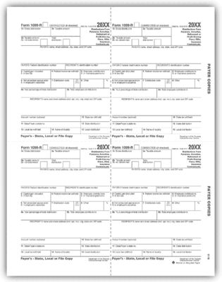 2016 4-Up Laser 1099-R Payer, State, Local or File Copy Bulk