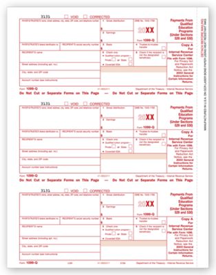 8 1/2 x 11 2016 Laser 1099-Q, Federal Copy A