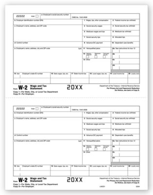 2020 Laser W-2, Employer Copy 1/Copy D