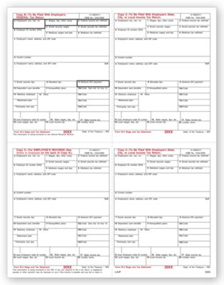 8 1/2 x 11 2016 4-Up Laser W-2, Bulk