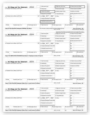 2016 4-Up Laser W-2, Employee Copy, Horizontal Format