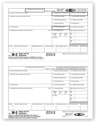 2020 Laser W-2, Employee Copy B and 2/C