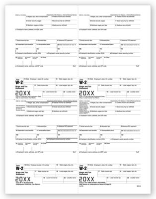 2020 4-Up Laser W-2, Employee Copy, M-Style