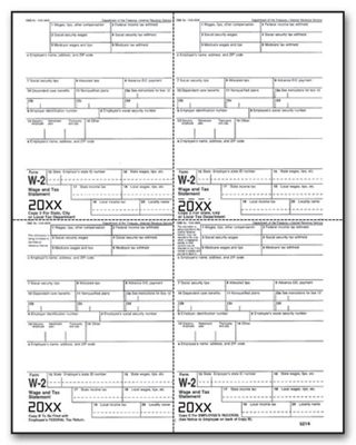 2020 4-Up Laser W-2, Employee Copy, M-Style, Bulk