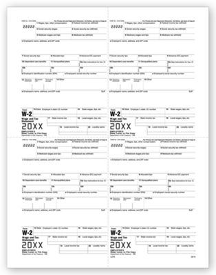 2020 4-Up Laser W-2, Employer Copy, M-Style