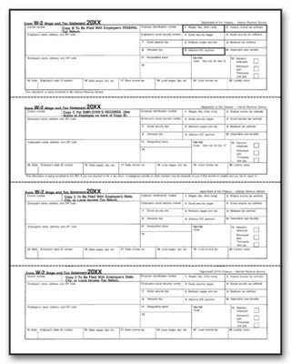 2020 4-Up Laser W-2, Employee Copy, N-Style, Horizontal Bulk