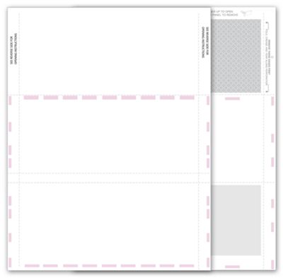 8 1/2 x 11 2016 11  2-Up Blank Pressure Seal 1099-MISC Income w/Backer