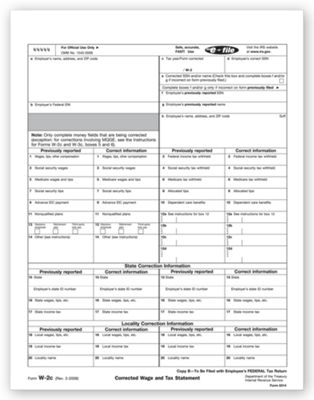 2020 Laser W-2C Corrected Wage, Employee Copy B