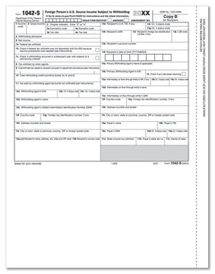 8 1/2 x 11 Laser 1042-S,  Recipient Copy B