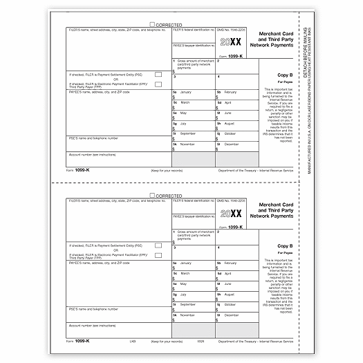 2020 Laser 1099-K, Copy B, Bulk