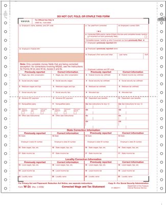 2012 Continuous W-2C, Statement of Corrected Income - Office and Business Supplies Online - Ipayo.com