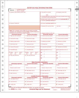 2020 Continuous W-2C Corrected Wage & Tax Statement