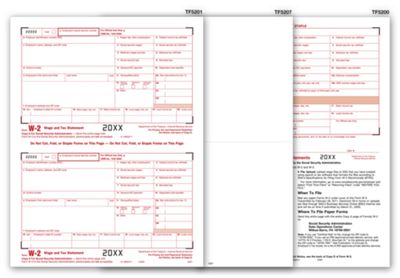 2020 Blank Laser W-2 Set, 4-part