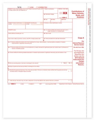 2012 Laser 1098C Copy A for Charitable Vehicle Instructions - Office and Business Supplies Online - Ipayo.com