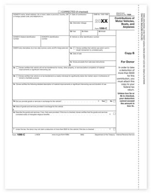 2012 Laser 1098C Copy B for Charitable Vehicle Deductions - Office and Business Supplies Online - Ipayo.com