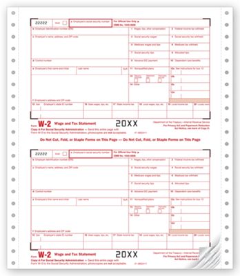 2016 Continuous W-2 Self-Mailer, One-Wide