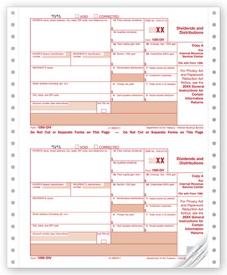 2020 Continuous 1099-DIV Income Carbonless Electronic Filing