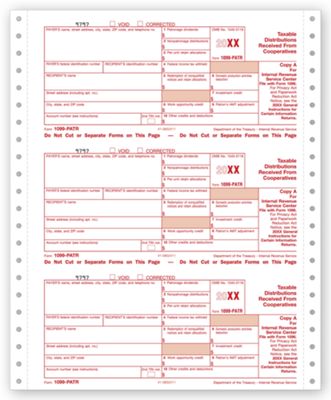 2020 Continuous 1099-PATR, 4-part, Carbonless