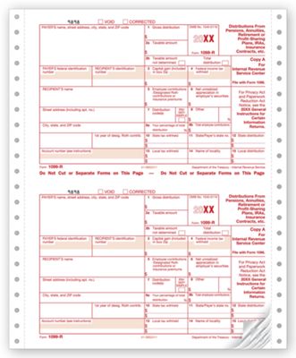 2020 Continuous 1099-R, Carbonless, Dated