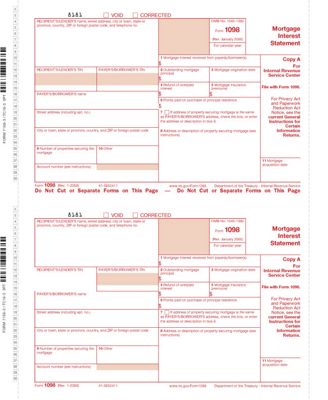 2020 Continuous 1098 Mortgage Interest, Carbonless, Dated