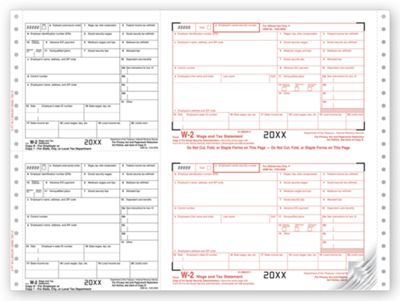 2020 Continuous W-2 Self-Mailer, Two-Wide, Carbonless