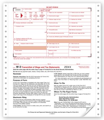 2012 Continuous W-3 Transmittal, 2-part - Office and Business Supplies Online - Ipayo.com