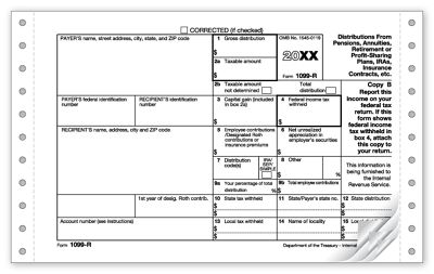 8 x 5 1/2 2016 Cont 1099-R, 4-part, Carbonless Electronic Filing Dated