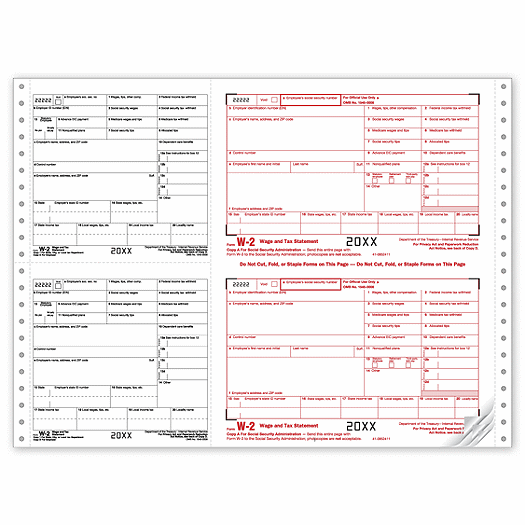 2012 Continuous W-2, 2 Wide, Carbonless - Office and Business Supplies Online - Ipayo.com