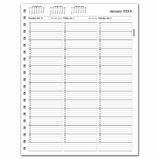 TimeScan 1 Col Looseleaf Book - 15 Min, 7am-9pm w/extra hr