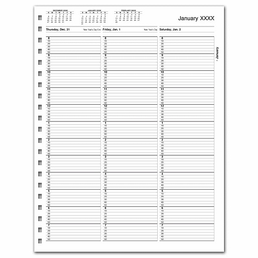 TimeScan 1 Col Looseleaf Book - 10 Min, 8am-8pm