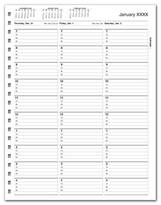 TimeScan 1 Col Looseleaf Book - 15 Min, 7am-5pm