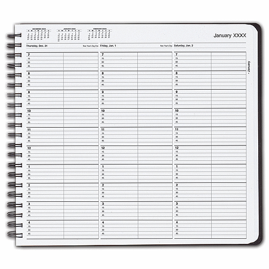 TimeScan 2 Col Wirebound Book - 15 Min, 7am-5pm