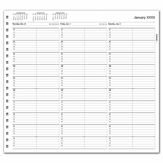 TimeScan 2 Col Looseleaf Book - 15 Min, 7am-5pm