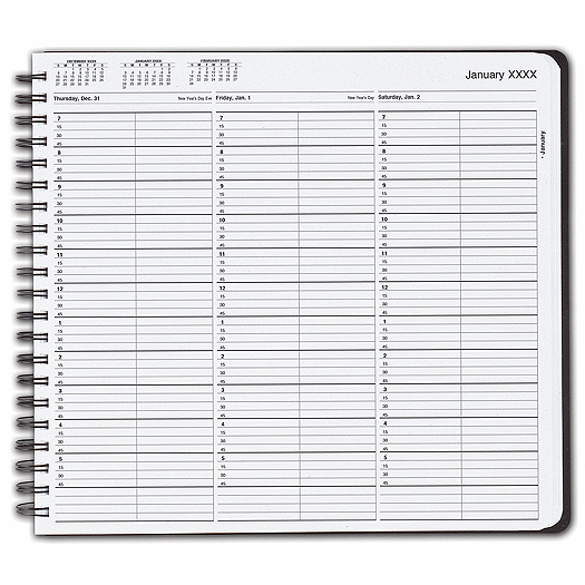 TimeScan 2 Col Wirebound Book - 15 Min, 7am-6pm w/extra hr