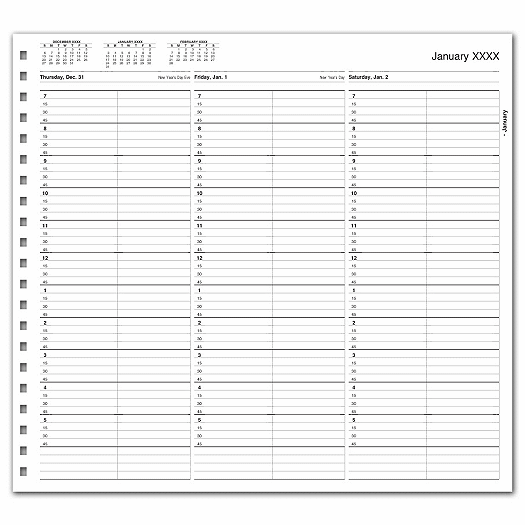 TimeScan 2 Col Looseleaf Book - 15 Min, 7am-6pm w/extra hr